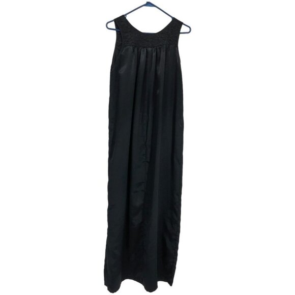 Vintage Giussepe Spinelli Black Satin Full Length Nightgown sleeveless maxi ~M - Picture 2 of 12
